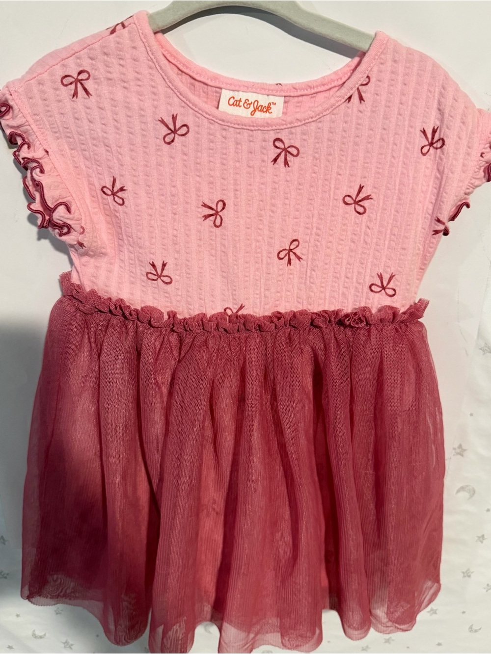 Cat & Jack Pink and Rose Bow-Print Tulle Dress for Girls